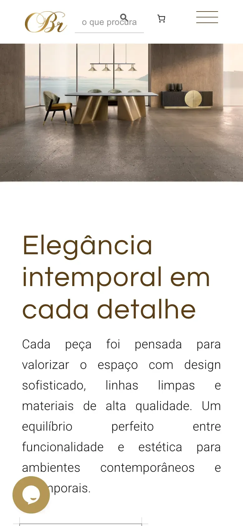 Carla Beça Rodrigues homepage with a dining room interior and the headline "Elegância intemporal em cada detalhe", on a phone
