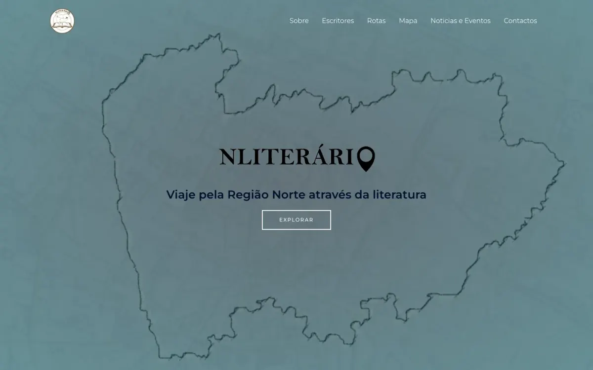 NLiterário homepage inviting visitors to travel through Northern Portugal through literature