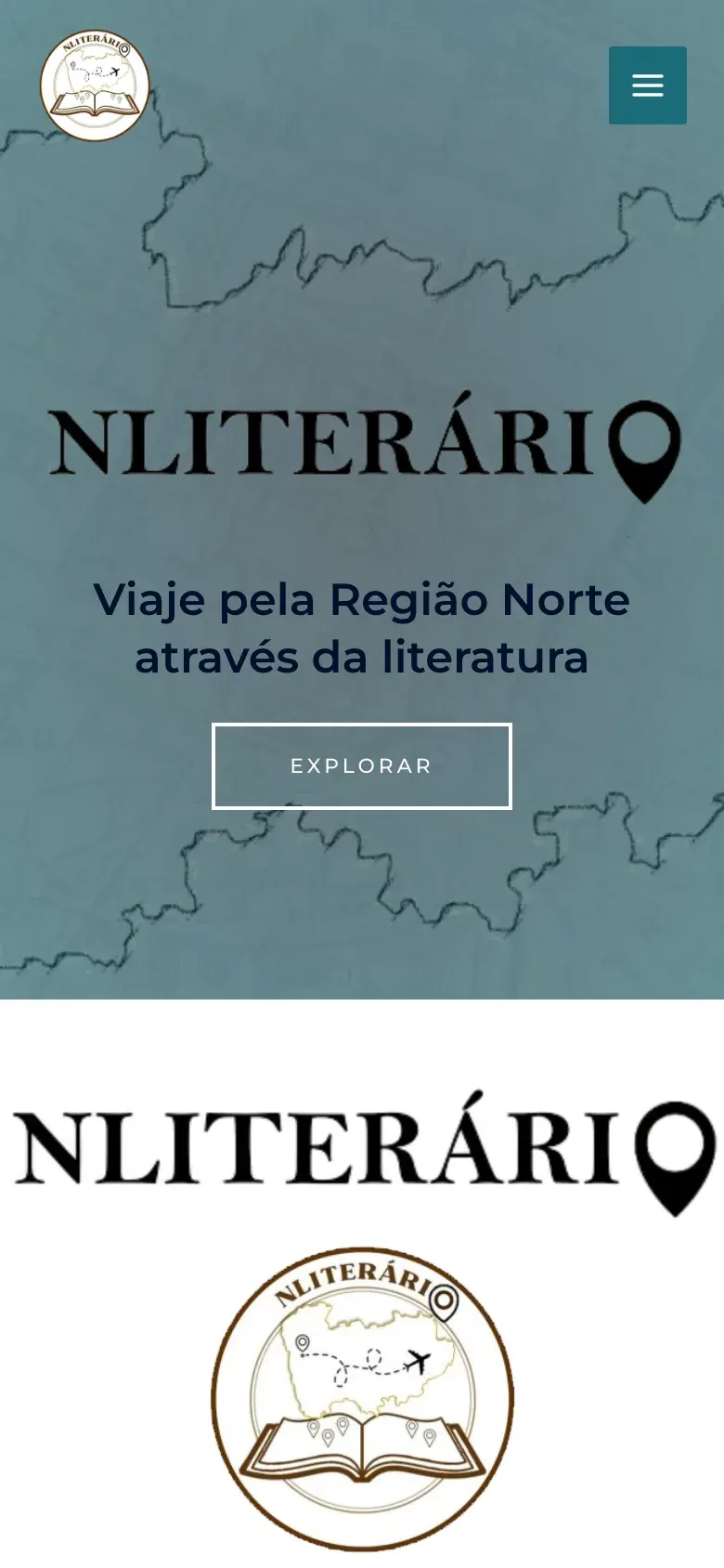NLiterário homepage inviting visitors to travel through Northern Portugal through literature, on a phone